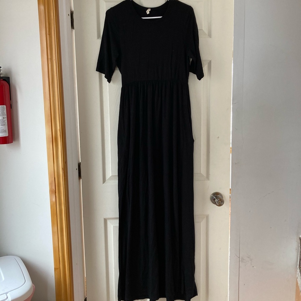 Floor length black dress